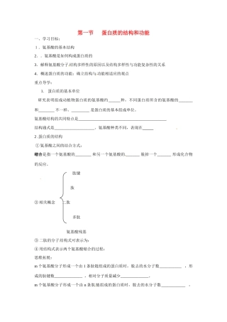 高中生物：蛋白质的结构与功能教案（中图版）必修1