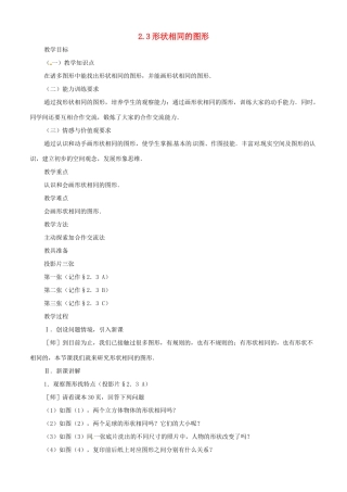 八年级数学上册 2.3形状相同的图形教案 鲁教版