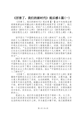 《厉害了，我们的新时代》观后感5篇(一)