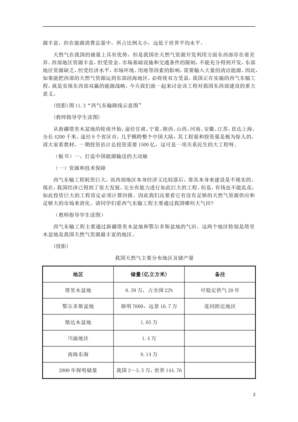 高中地理 11.2 实现双赢的能源战略─西气东输工程教案 人教版选修2_第2页