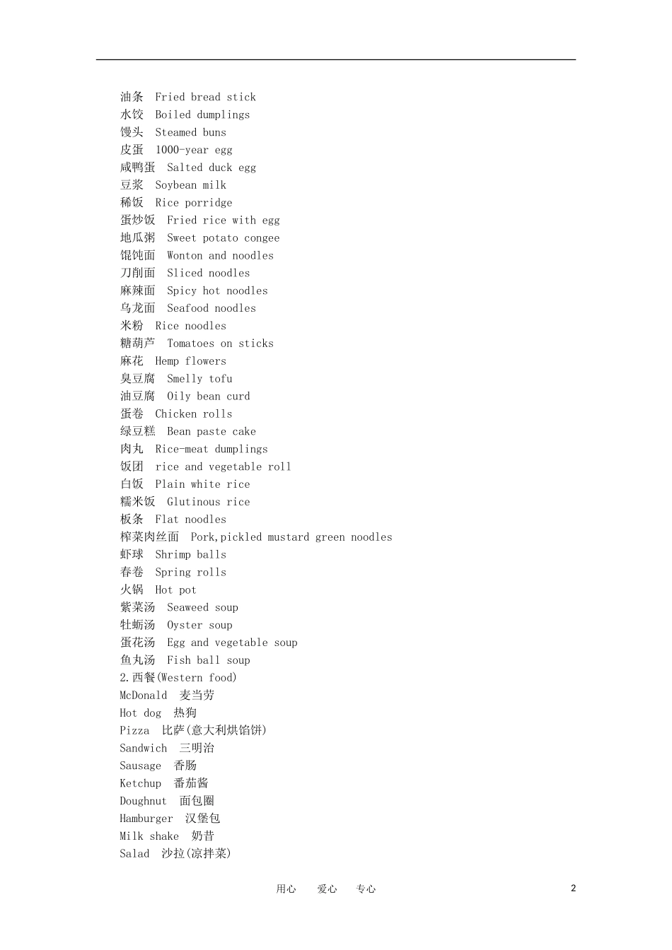 高一英语 Unit13《Healthy eating》备课资料 旧人教版第一册_第2页