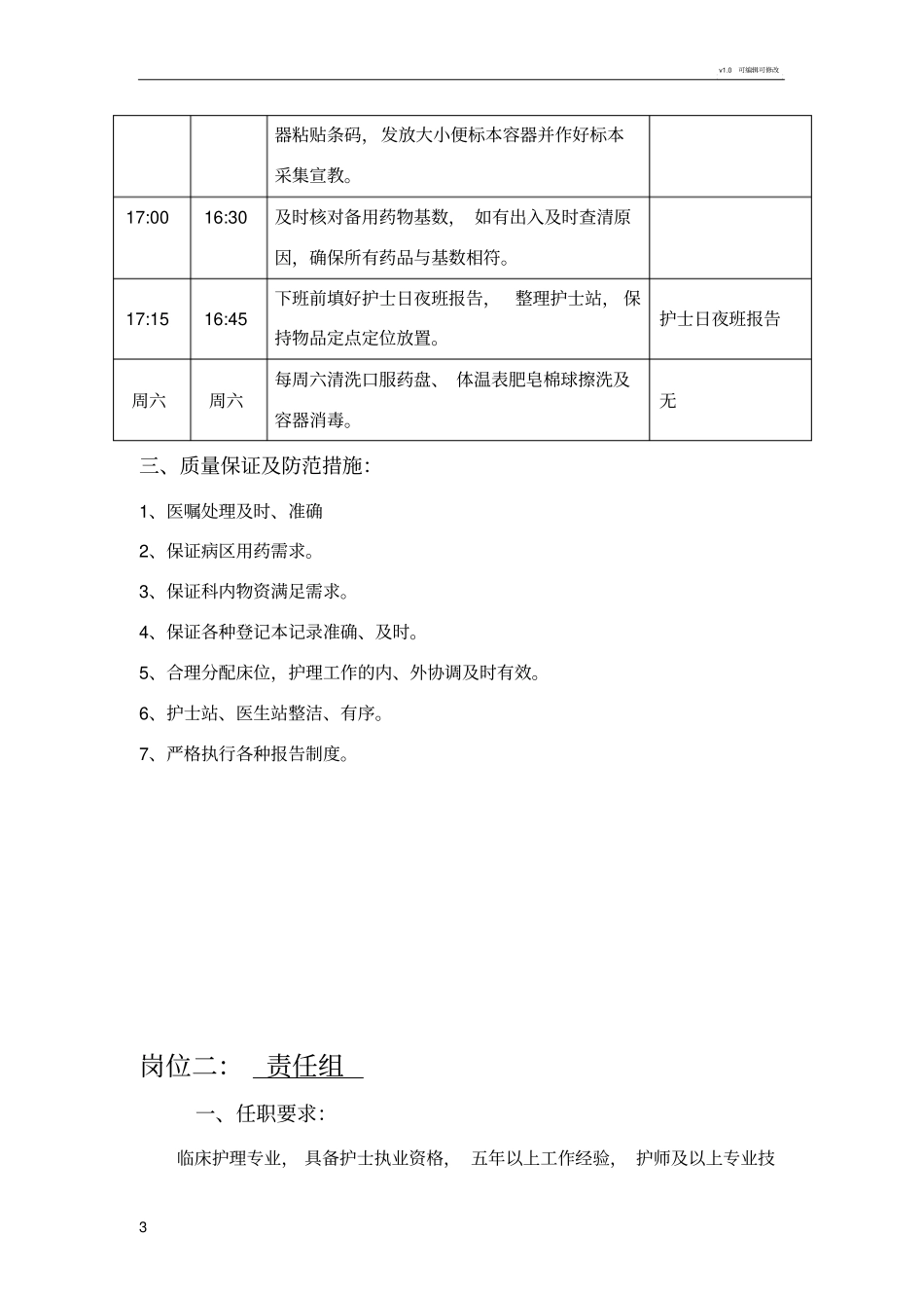 医院病区护理岗位工作标准规范_第3页