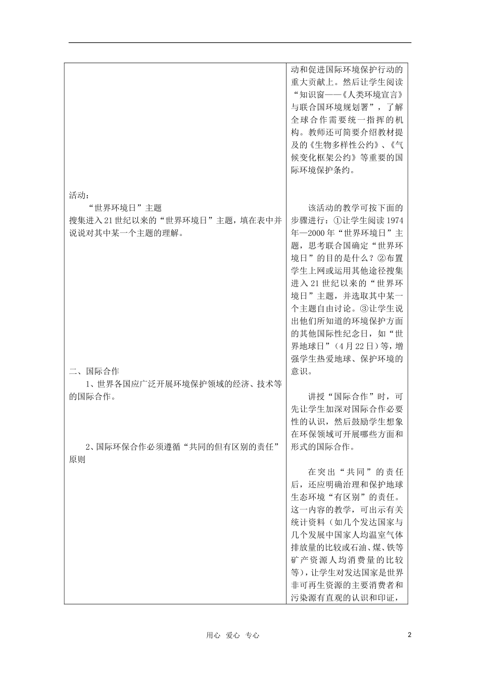 高中地理《国际行动》教案1 鲁教版选修6_第2页