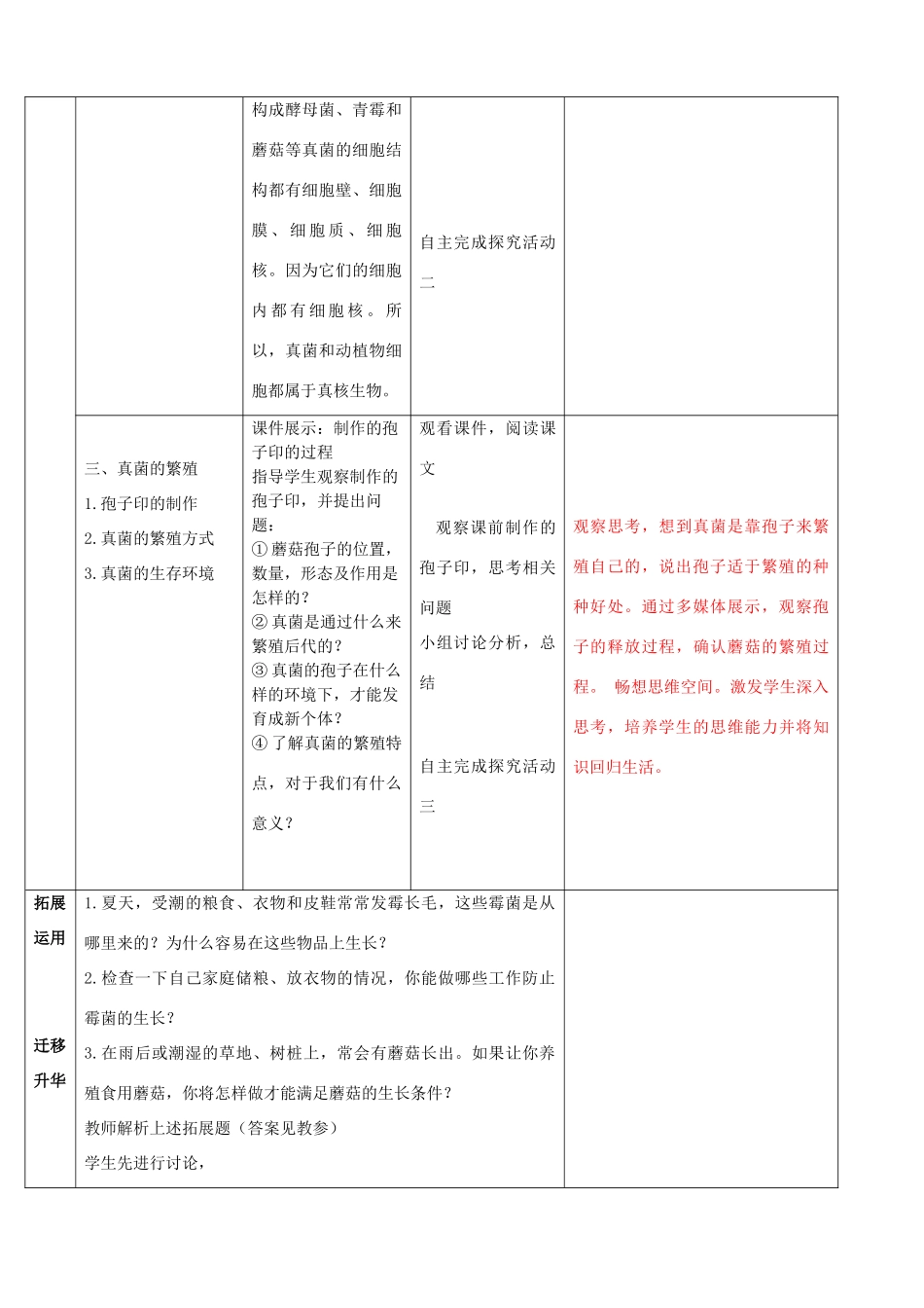 八年级生物上册 第五单元 第四章 细菌与真菌 第三节 真菌教案 新人教版_第3页