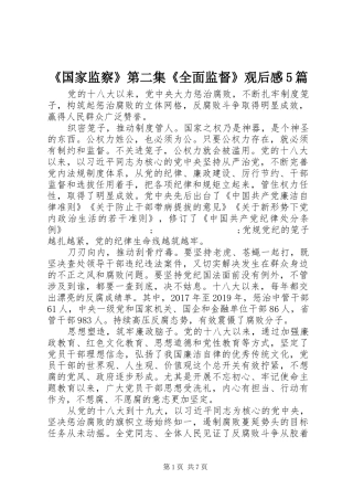 《国家监察》第二集《全面监督》观后感5篇