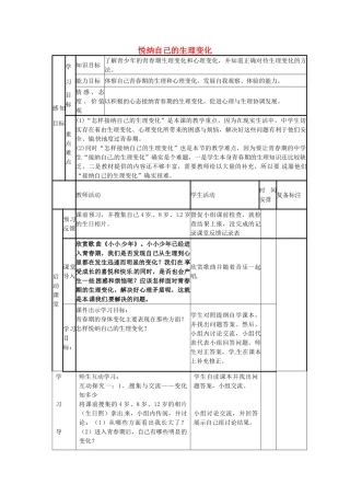 七年级政治下册 11.1 悦纳自己的生理变化教案 鲁教版-鲁教版初中七年级下册政治教案