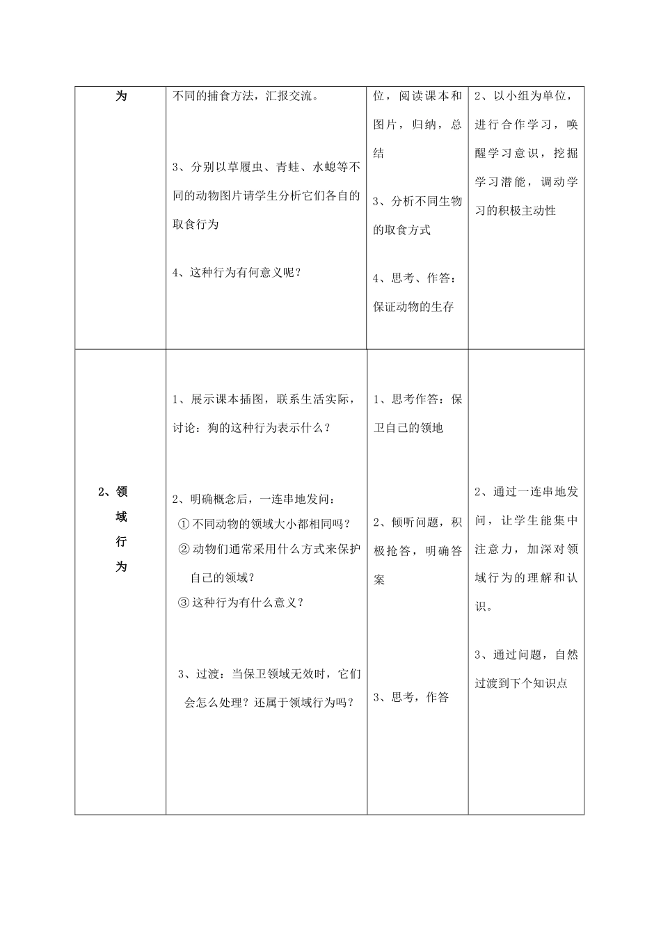 八年级生物上册 5.16.2 动物行为的主要类型教案 北师大版-北师大版初中八年级上册生物教案_第3页