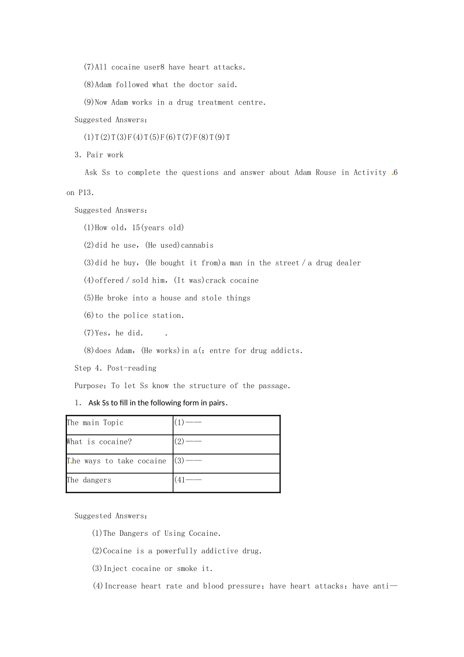 高中英语 《Module2 No Drugs Period 2》教案 外研版必修2-外研版高一必修2英语教案_第3页