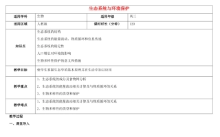 高三生物总复习 生态系统与环境保护教案-人教版高三全册生物教案