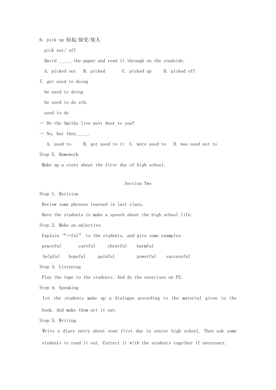 高中英语 unit1 being a teenager教案 冀教版必修1_第2页