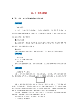 九年级数学上册 22.3 实践与探索教案 （新版）华东师大版-（新版）华东师大版初中九年级上册数学教案