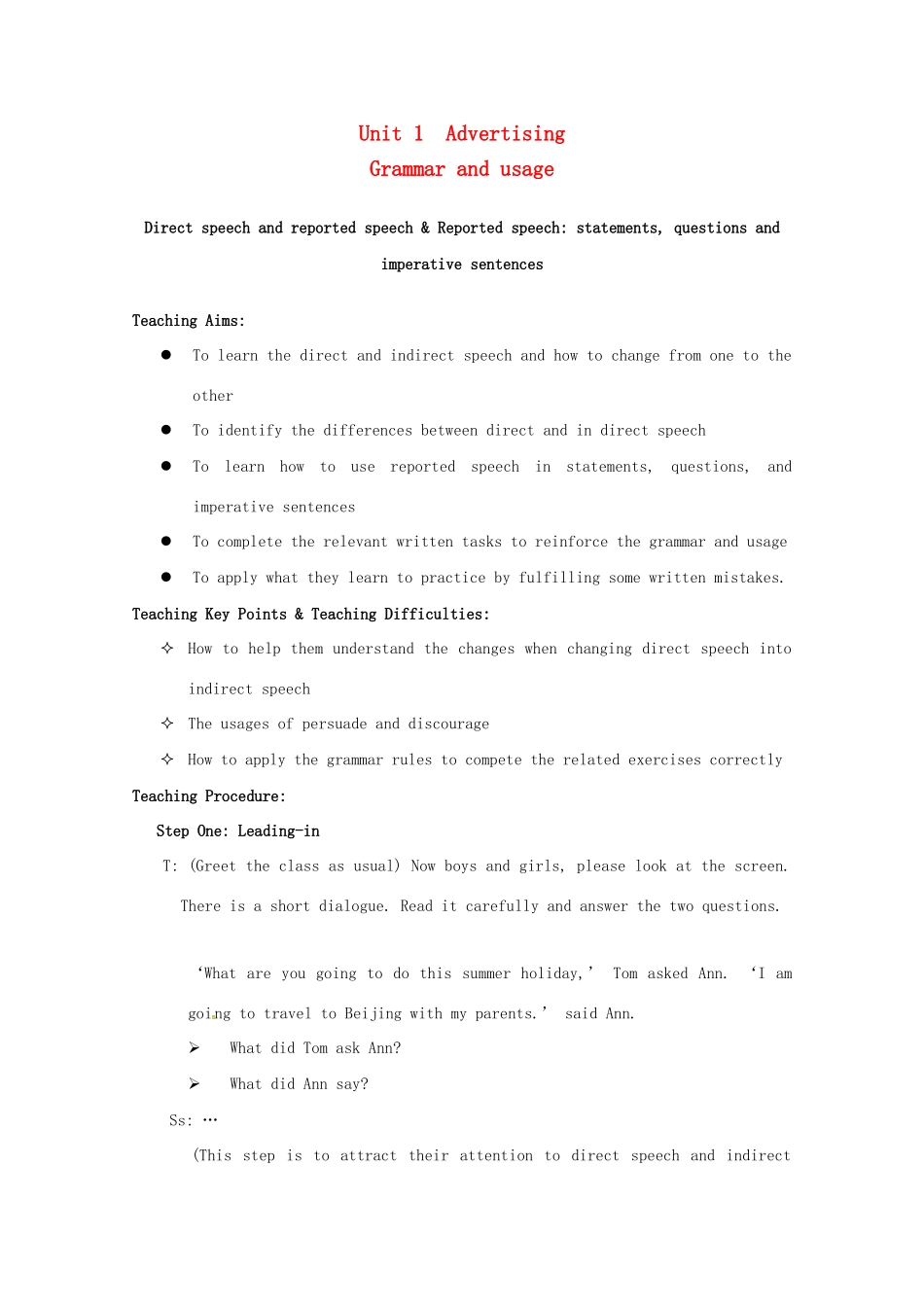 高中英语 Unit 1 Advertisi Grammar and usage教案 牛津译林版必修4-牛津版高一必修4英语教案_第1页