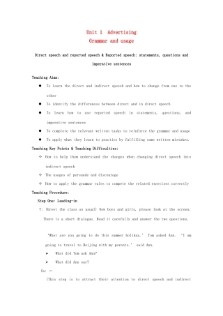 高中英语 Unit 1 Advertisi Grammar and usage教案 牛津译林版必修4-牛津版高一必修4英语教案