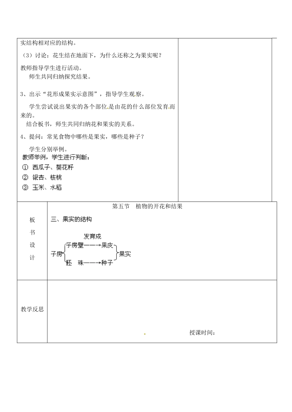 江苏省南京市上元中学七年级生物上册 5.5 植物的开花和结果教案2 苏教版_第2页