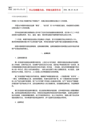 中国市场啤酒品牌报告(1)