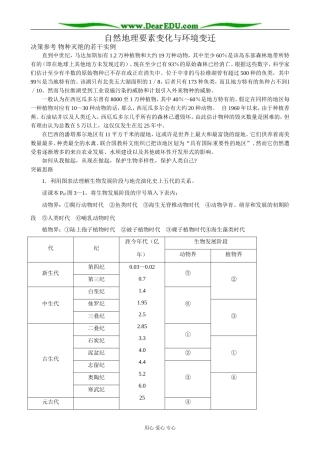高中地理自然地理要素变化与环境变迁教案1湘教版 必修1