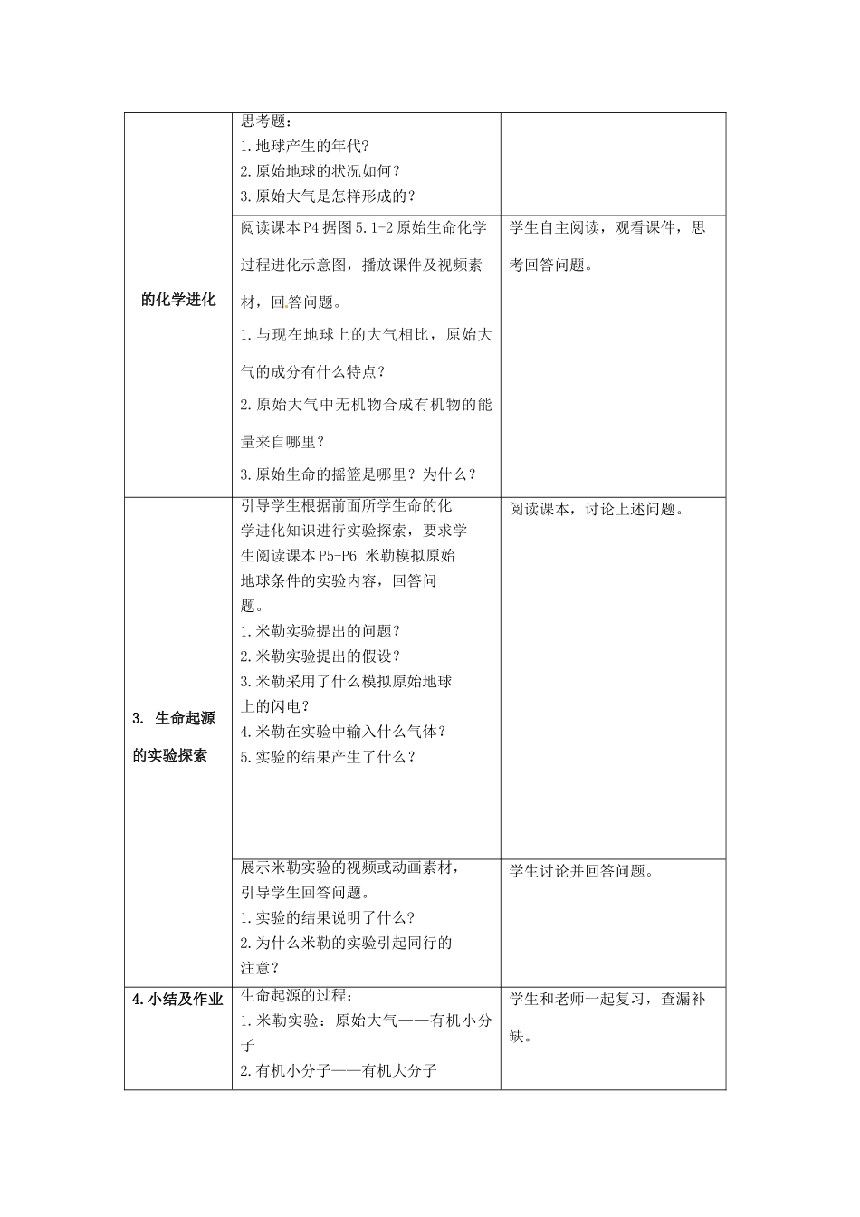 八年级生物下册 5.1.1 生命的起源参考教案 （新版）济南版_第2页