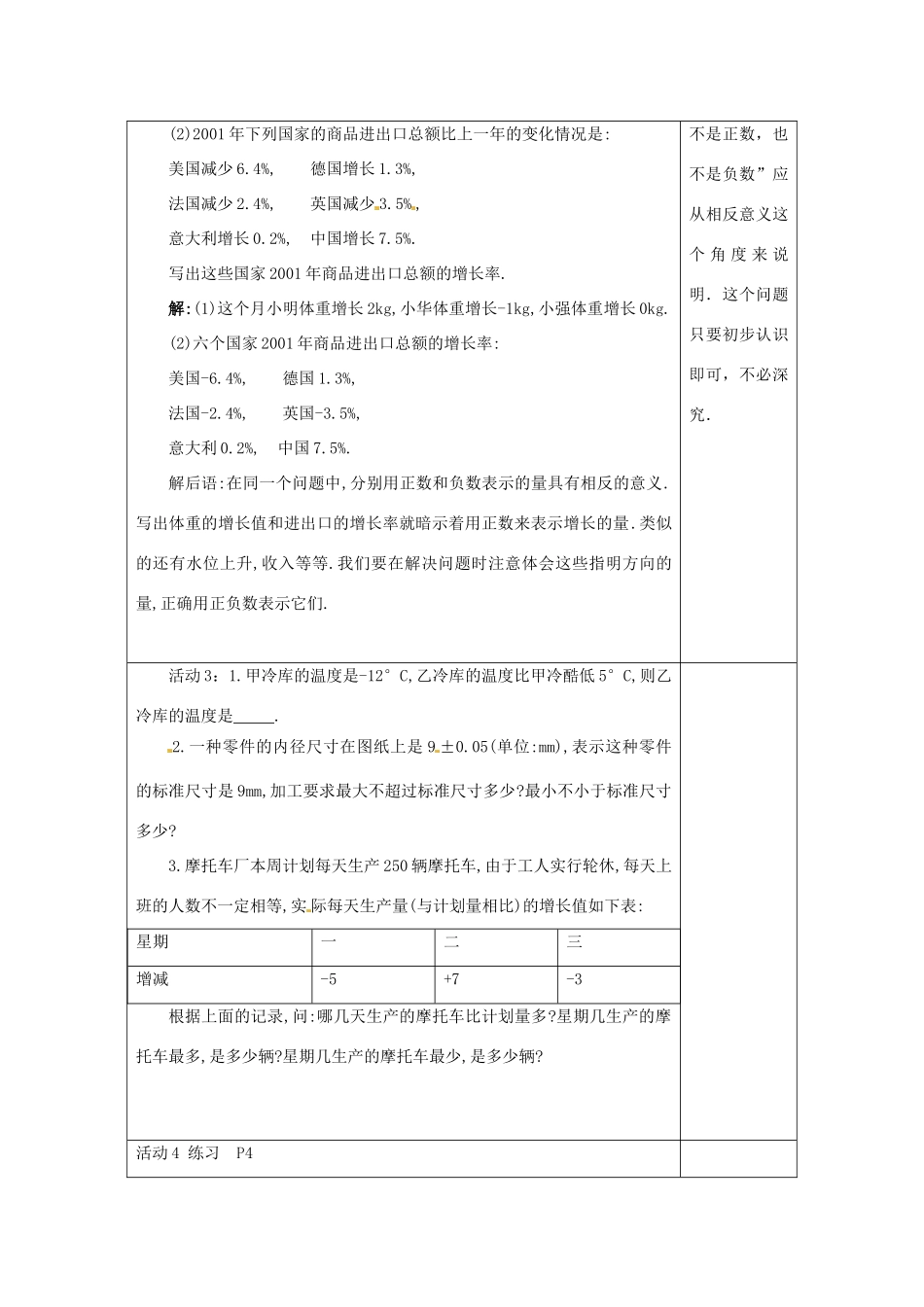 江苏省南通市实验中学七年级数学下册 正数和负数教案（2） 苏科版_第2页