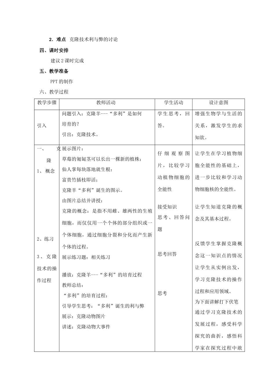 高三生物：1.2.5《克隆技术》教案（1）中图版_第2页