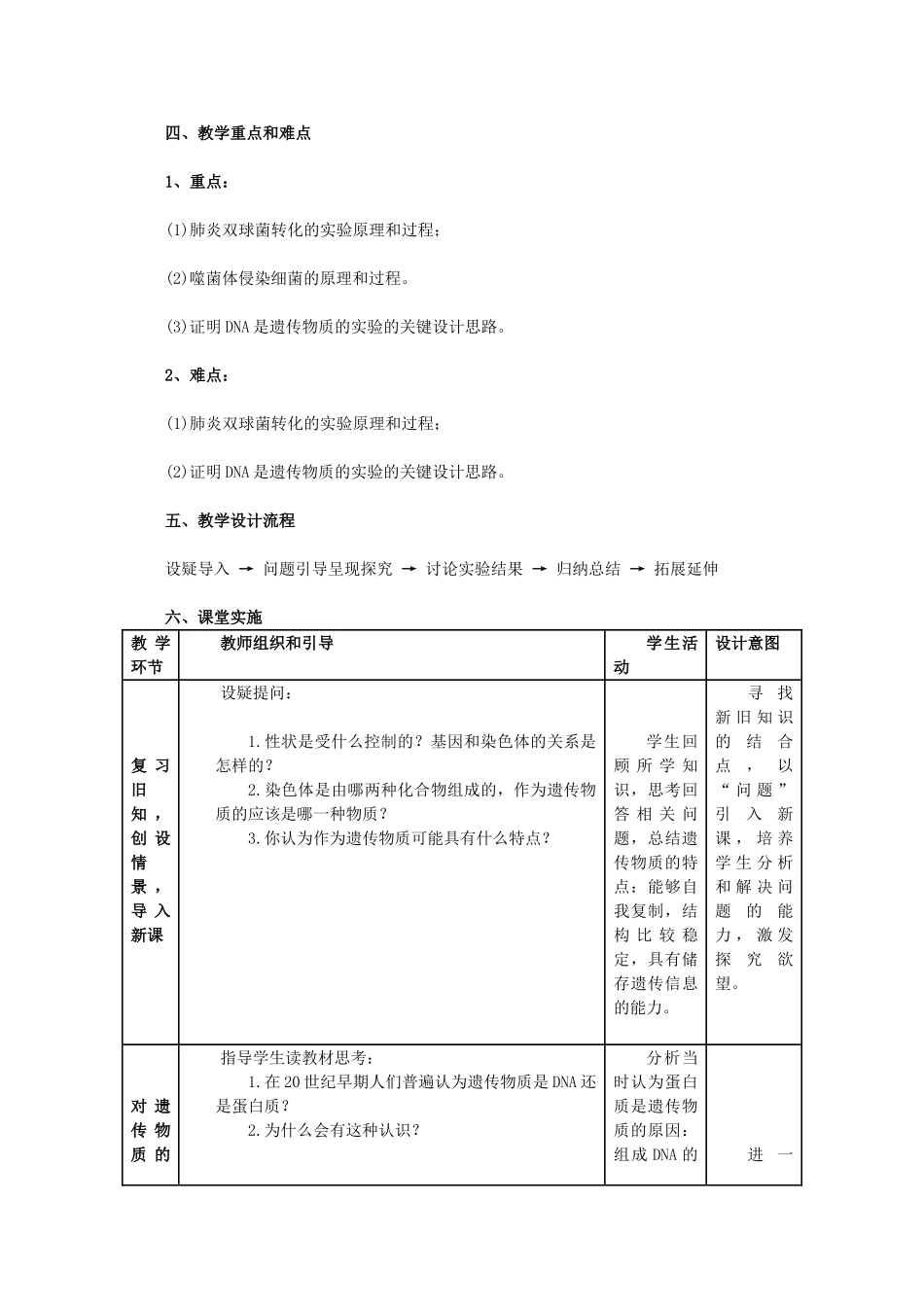 高中生物 第1节 DNA是主要的遗传物质教学设计 新人教版必修2_第2页