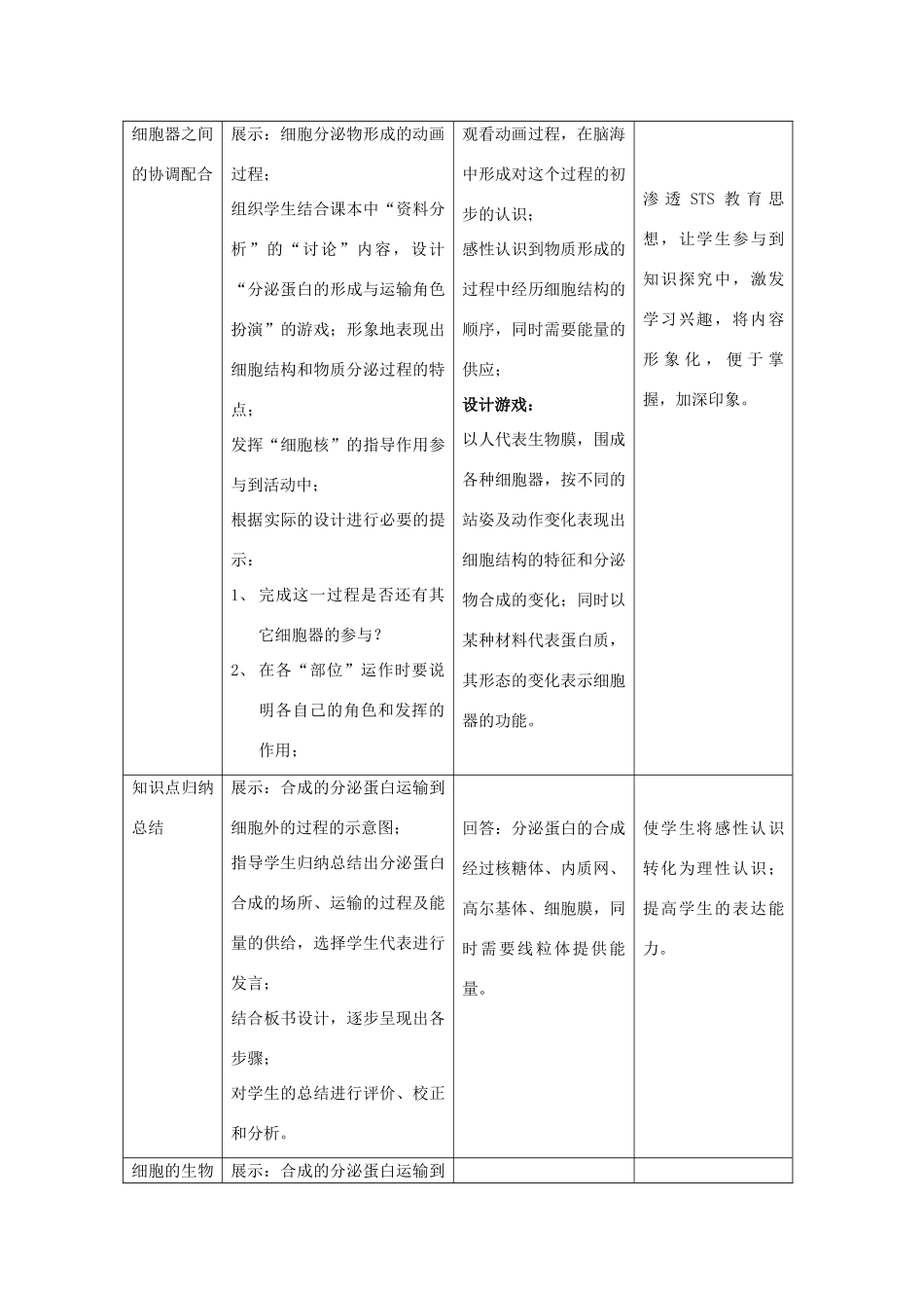 高中生物 细胞器系统内的分工合作教案 新人教版必修1_第3页