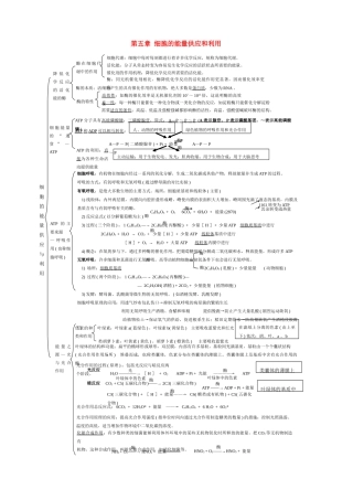 高中生物：第五章 细胞的能量供应和利用复习框架（新人教版必修1）