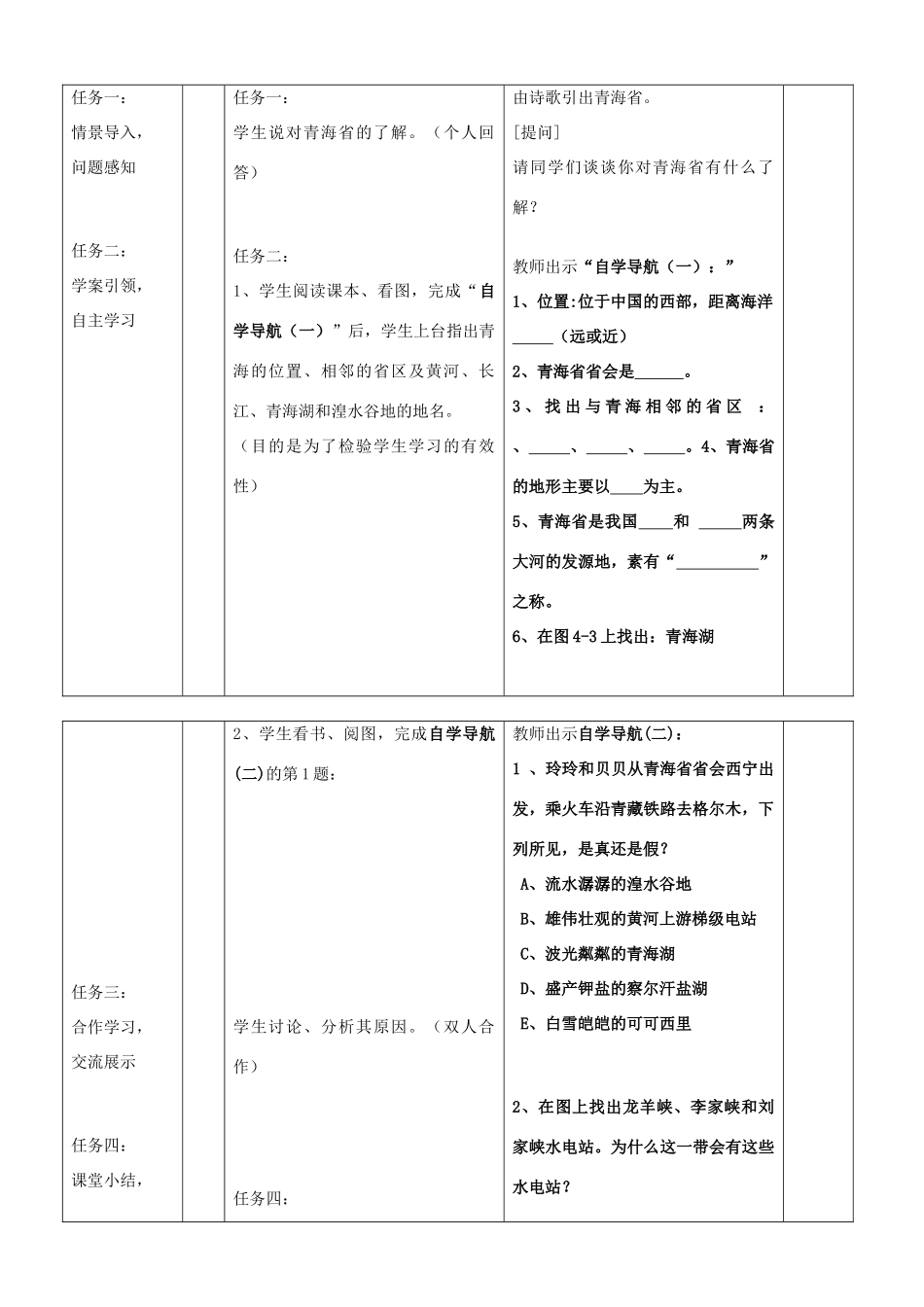 八年级地理下册 第四章第一节《青海》教案 湘教版_第2页
