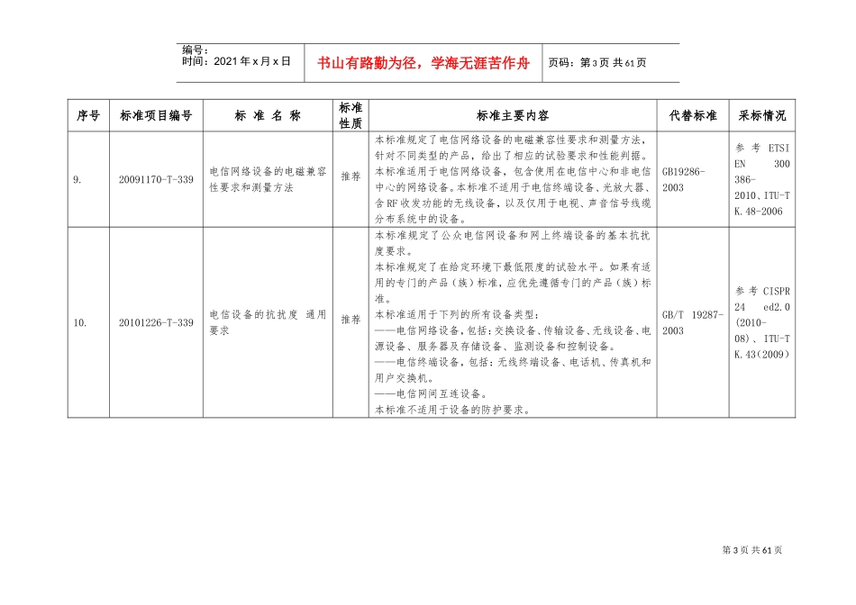 13项通信行业国家标准名称及主要内容(DOC59页)_第3页