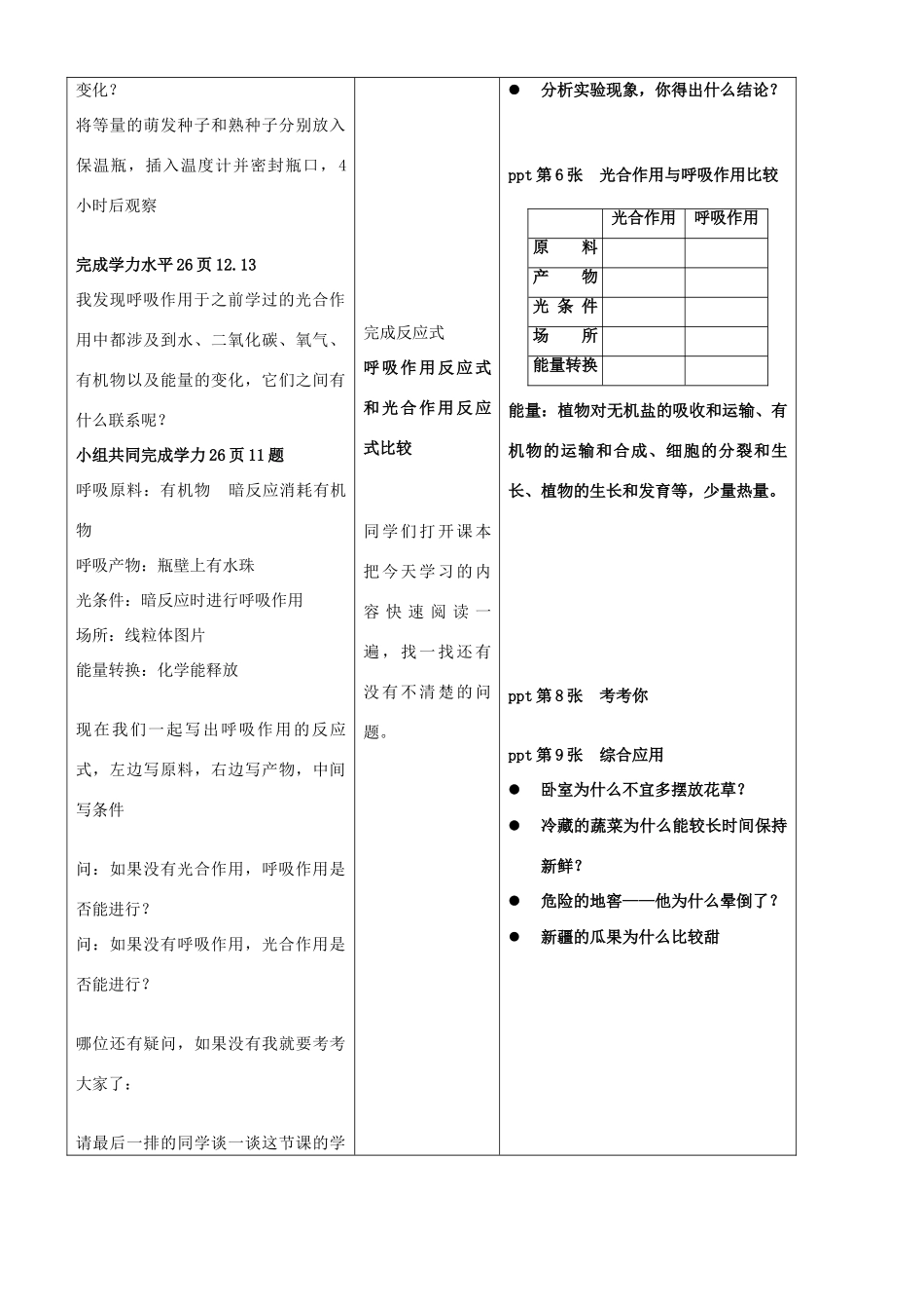 八年级生物上册 3.5《呼吸作用及其利用 教案2 冀教版_第3页