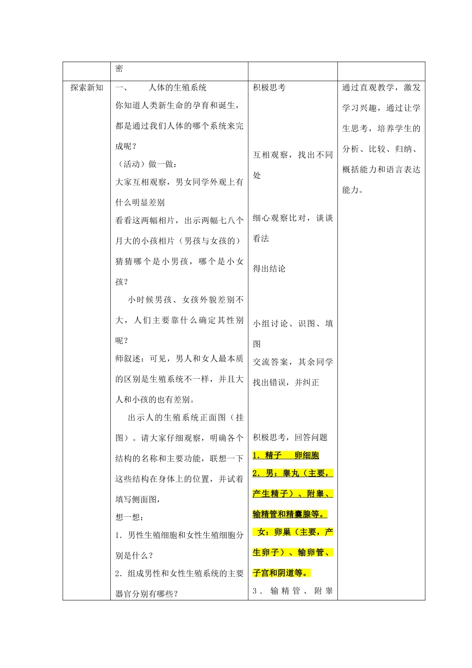 八年级生物上册 第21章 第1节 人的生殖教案 （新版）苏科版-（新版）苏科版初中八年级上册生物教案_第2页
