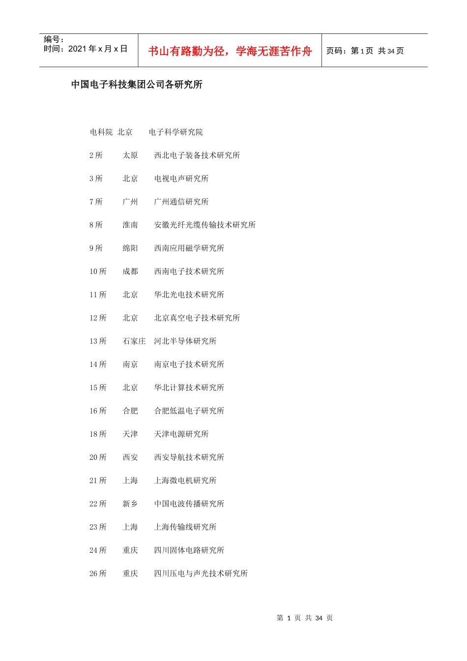 中国电子科技集团公司各研究所_第1页