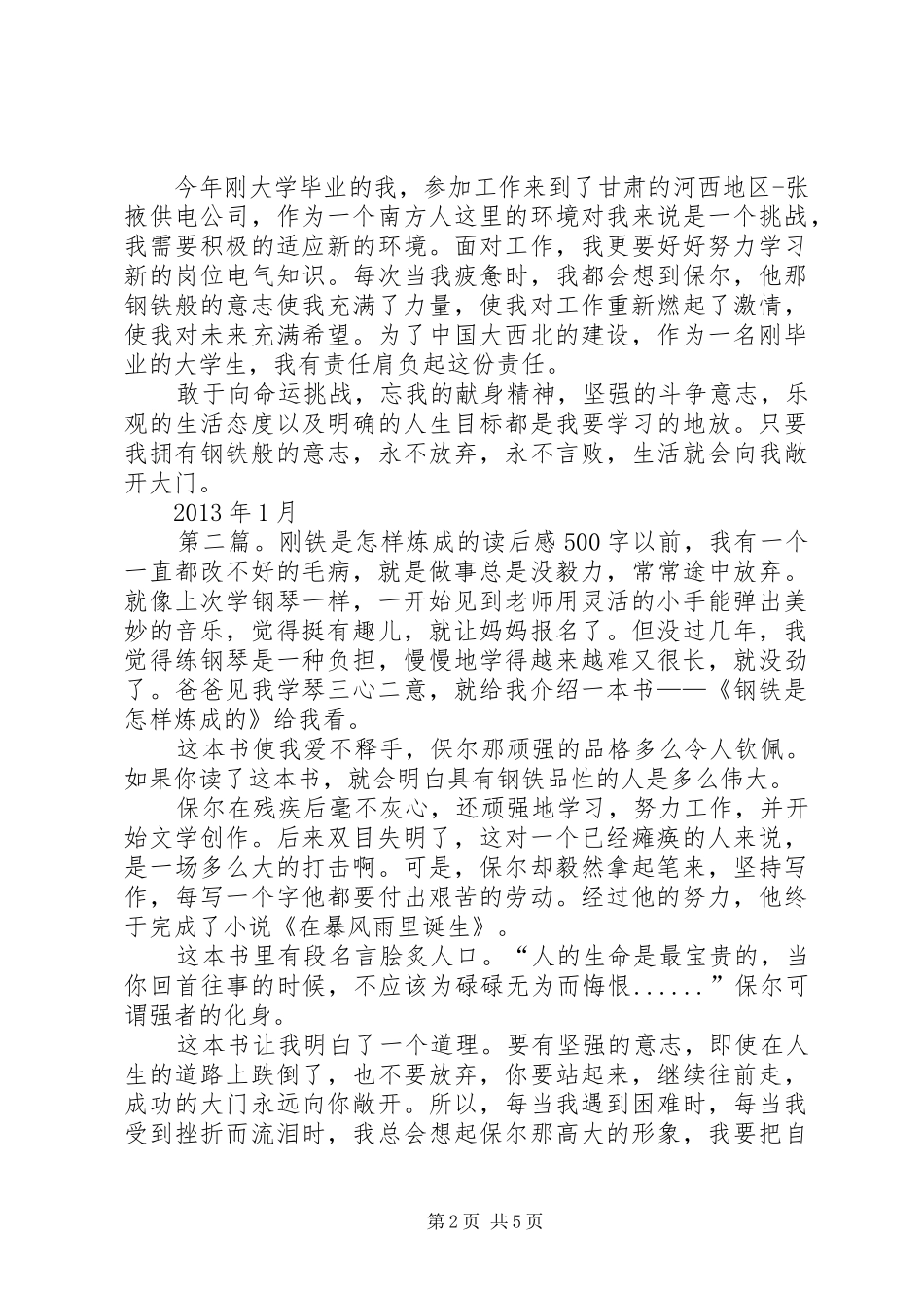 《铁铁是怎样炼成的》读后感[样例5]_第2页