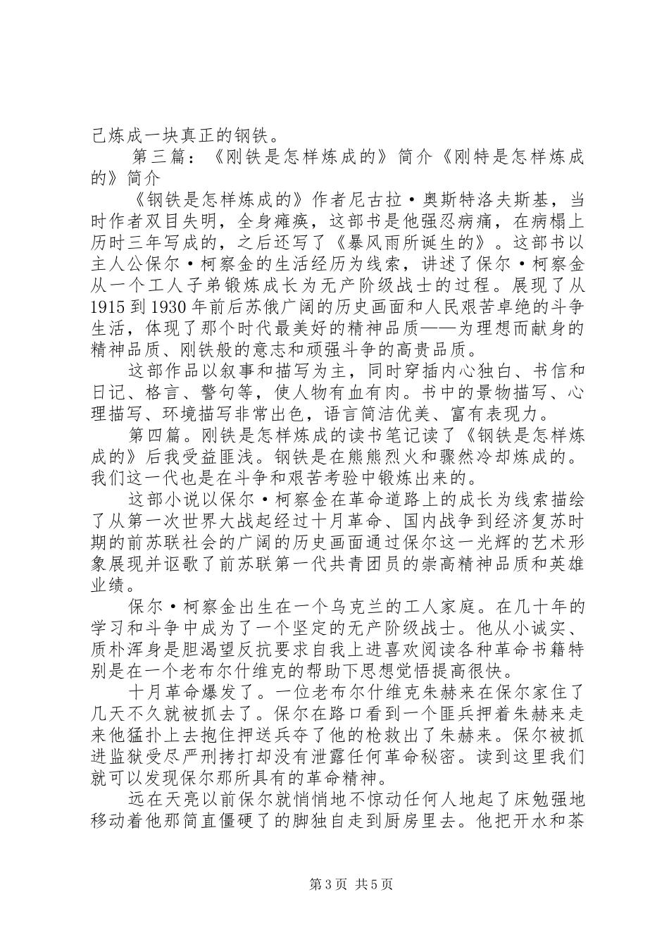 《铁铁是怎样炼成的》读后感[样例5]_第3页