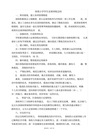 学生足球训练总结
