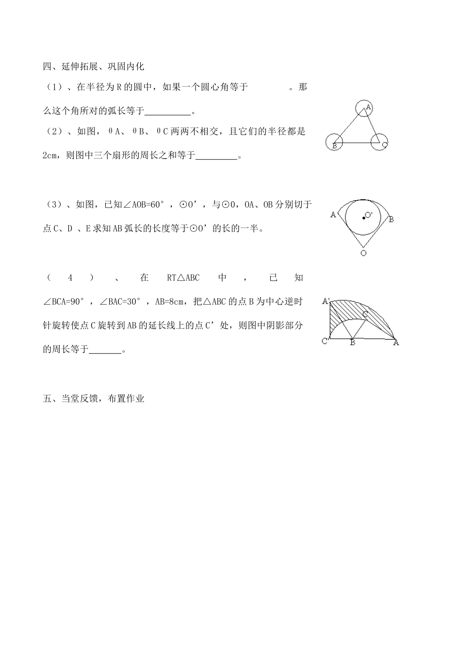 九年级数学弧长和扇形面积 第1课时华师大版_第3页