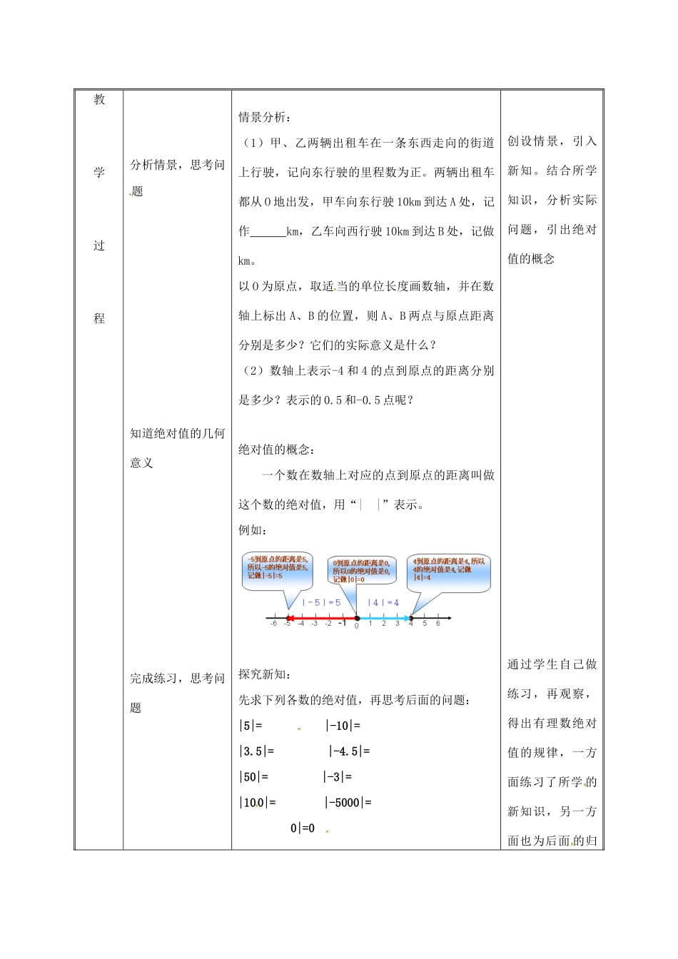 湖南省益阳市资阳区迎丰桥镇七年级数学上册 第一章 有理数 1.2 有理数 1.2.4 绝对值（第1课时）教案 （新版）新人教版-（新版）新人教版初中七年级上册数学教案_第3页