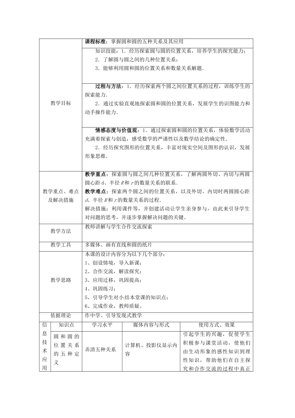 江苏省句容市后白中学九年级数学上册 圆和圆的位置关系教案3 新人教版_第2页