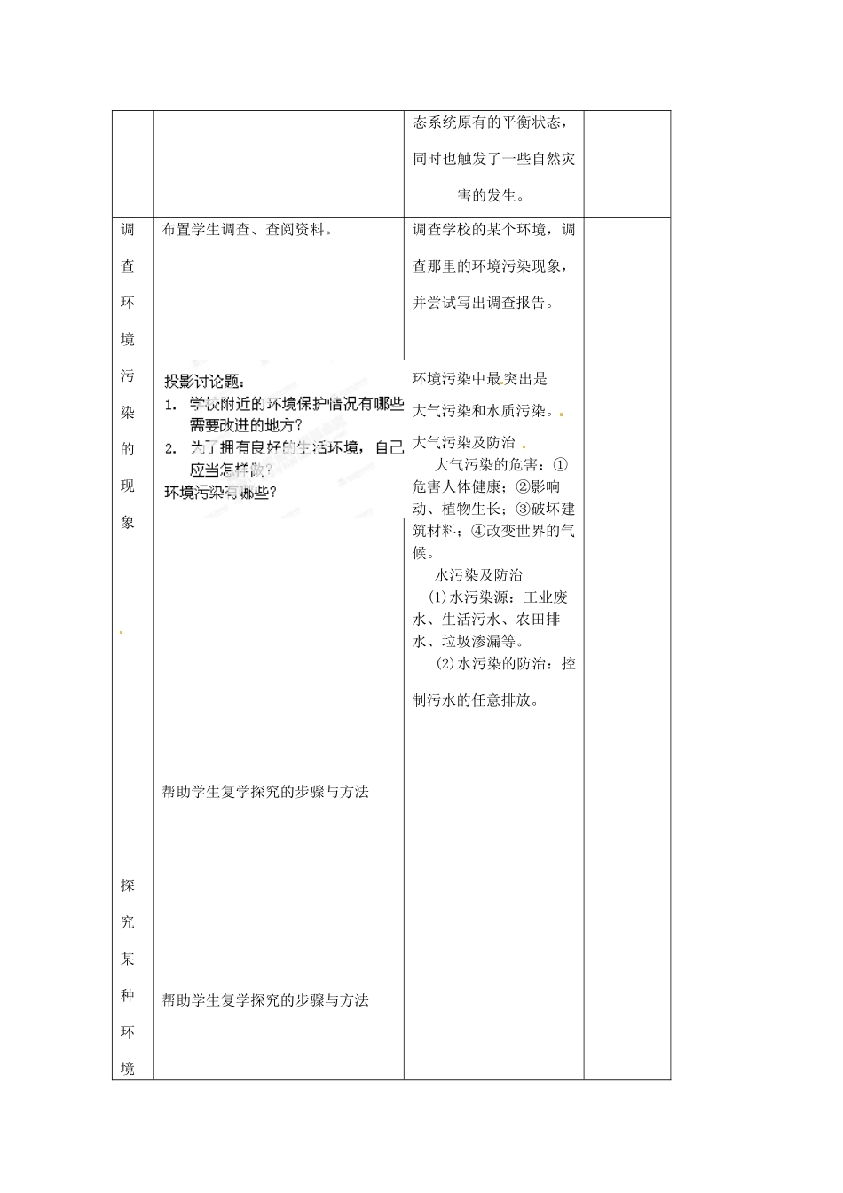 江苏省丹阳市第三中学八年级生物下册《25-2 环境的污染与保护》教案 苏科版_第2页