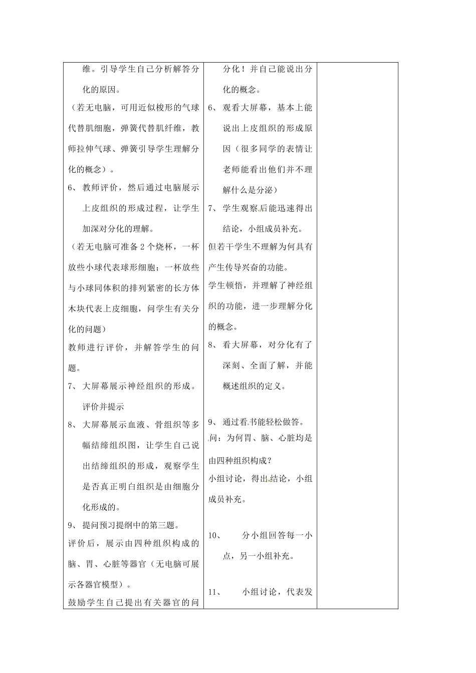 吉林省四平市第十七中学七年级生物上册 动物体的结构层次教案3 新人教版_第3页