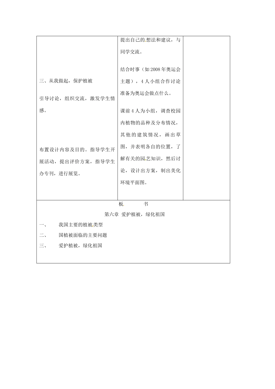 吉林省四平市第十七中学七年级生物上册 爱护植被，绿化祖国教案1 新人教版_第3页
