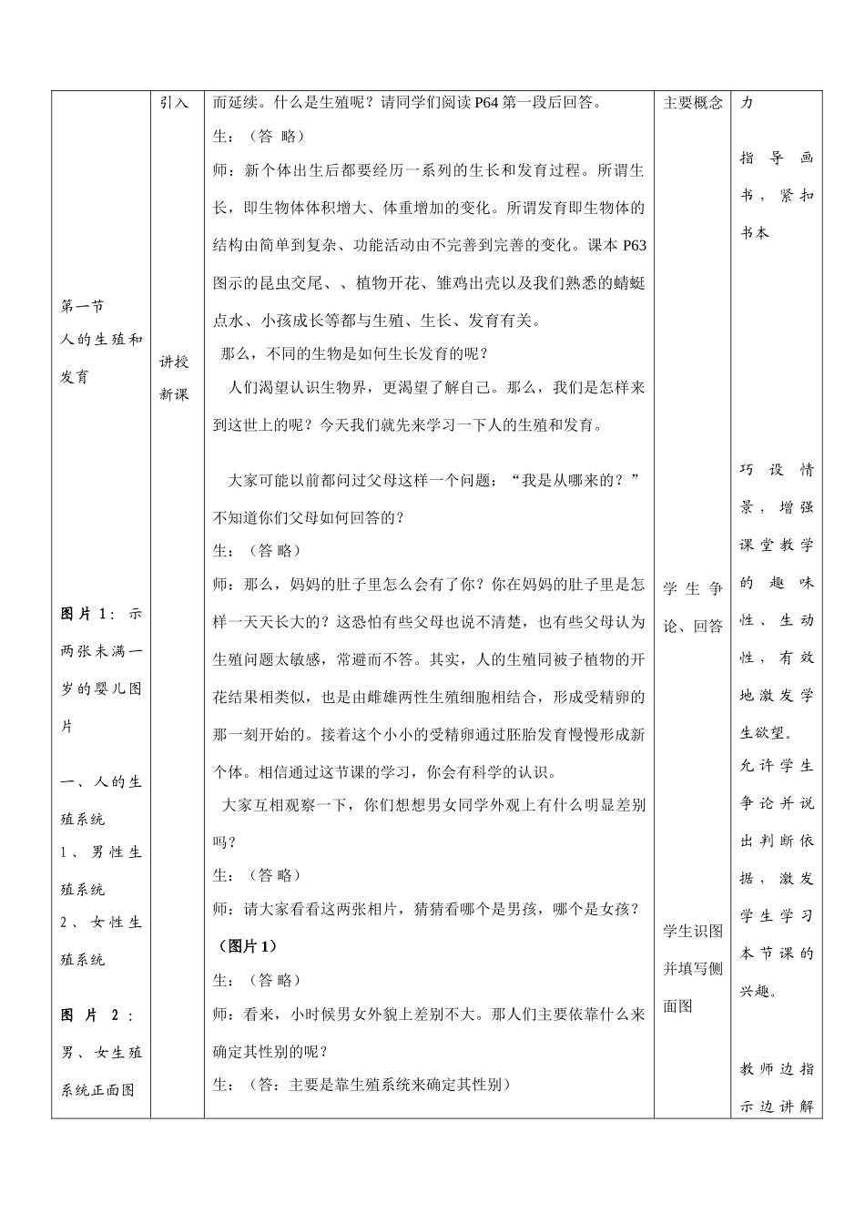 八年级生物《人的生殖和发育》教学设计北师大_第2页