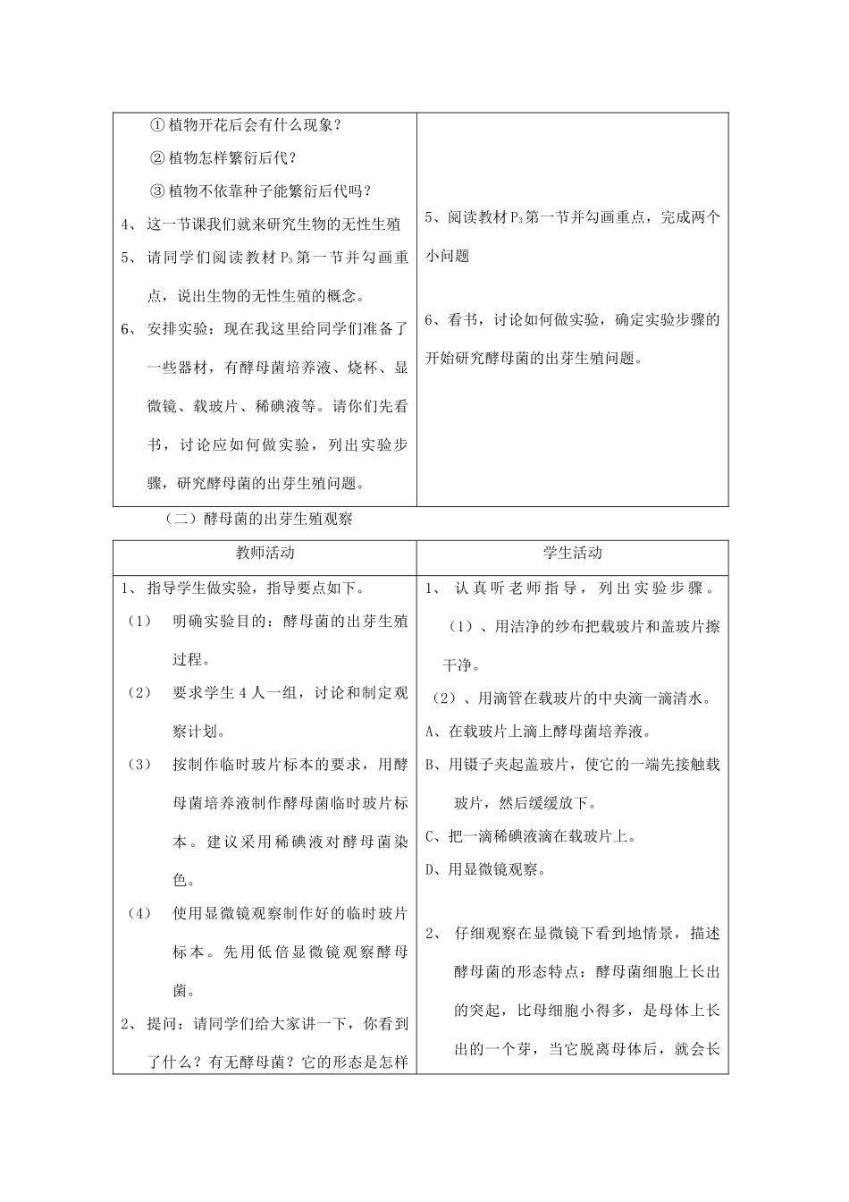 八年级生物下册 第八单元 生物的生殖、发育与遗传 第二十一章 生物的生殖与发育 第一节 生物的无性生殖教案2（新版）苏教版-（新版）苏教版初中八年级下册生物教案_第2页