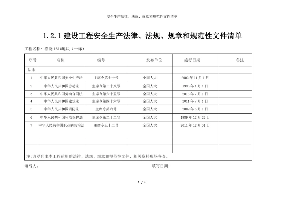 安全生产法律法规规章和规范性文件清单_第1页