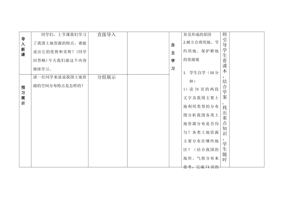 八年级地理上册 3.2 土地资源教学设计 新人教版_第2页