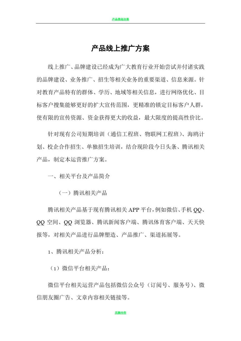 产品线上推广方案_第1页