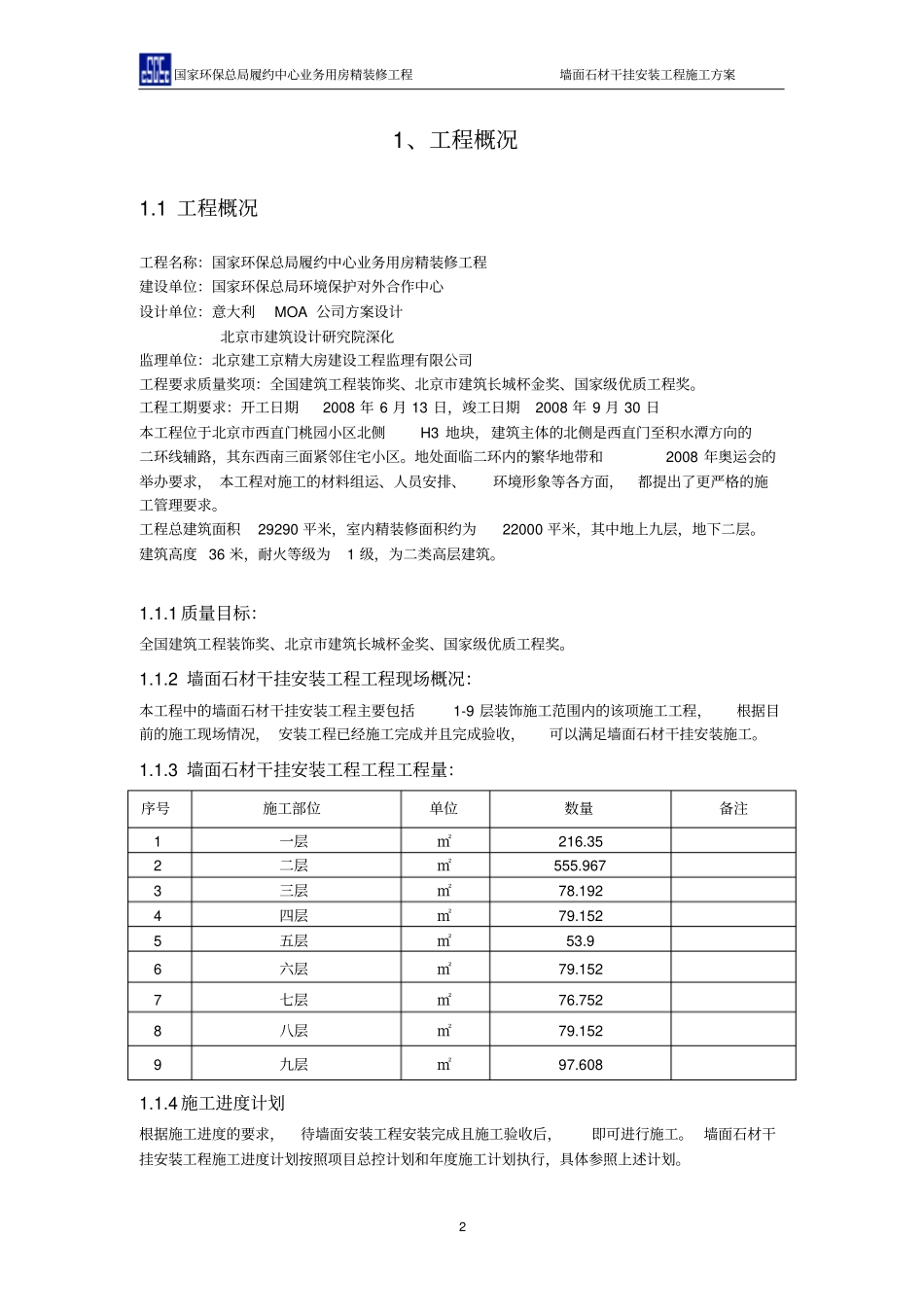 墙面石材干挂安装工程施工方案_第2页