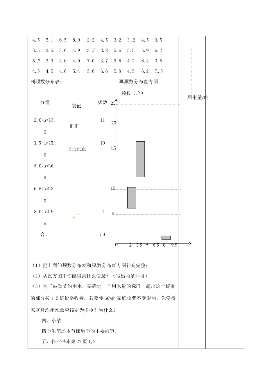 江苏省连云港市八年级数学下册 7.4 频数分布表和频数分布直方图教案1 （新版）苏科版-（新版）苏科版初中八年级下册数学教案_第3页