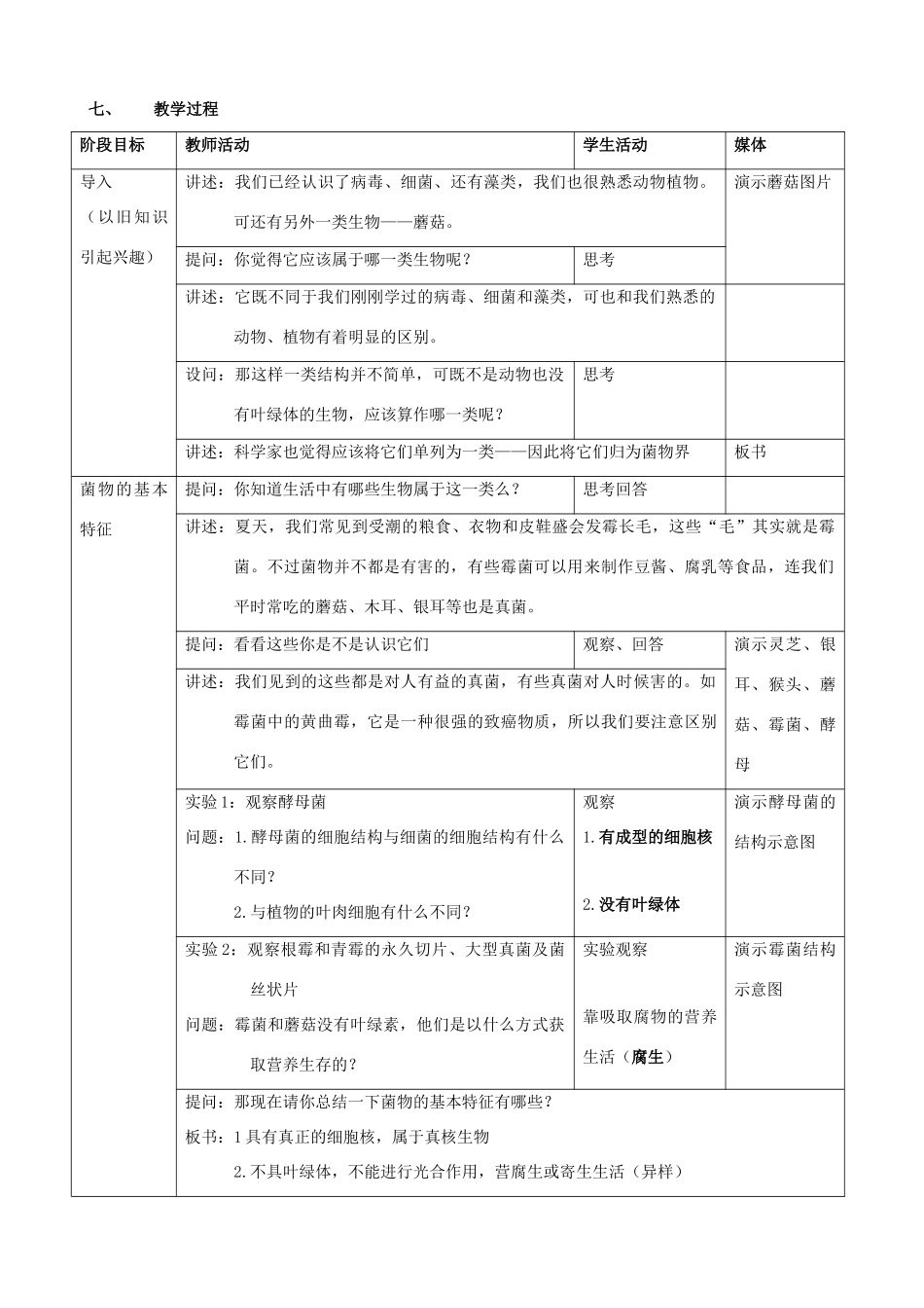 八年级生物上册 14.5.1菌物界教案 北京课改版_第2页