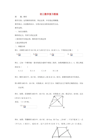 九年级数学 梯形复习教案