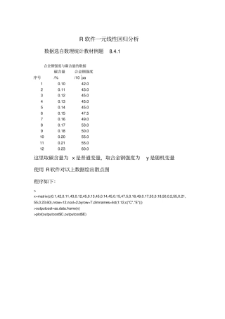 (完整word版)R软件一元线性回归分析